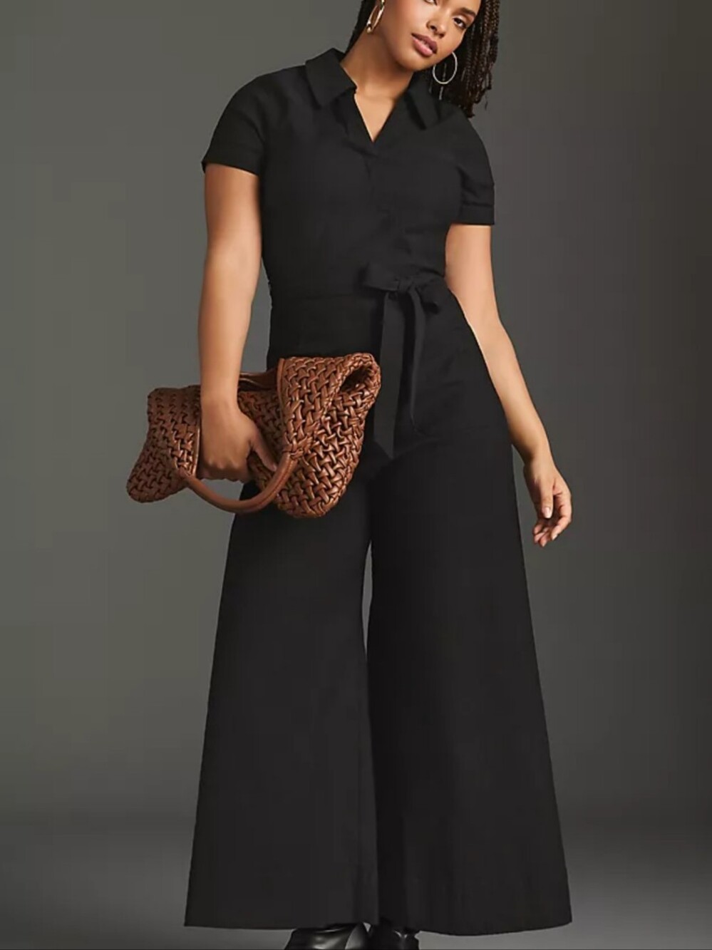 Anthropologie Maeve The Colette Wide Leg Wrap Jumpsuit In Black Magic Fabric - Picture 16 of 16